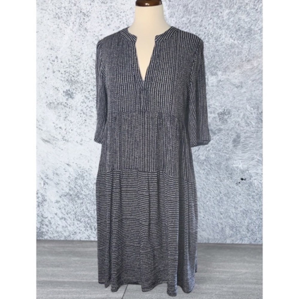 Koandaily Blue & White 1/2 Sleeve V Neck Prairie Dress Like New L